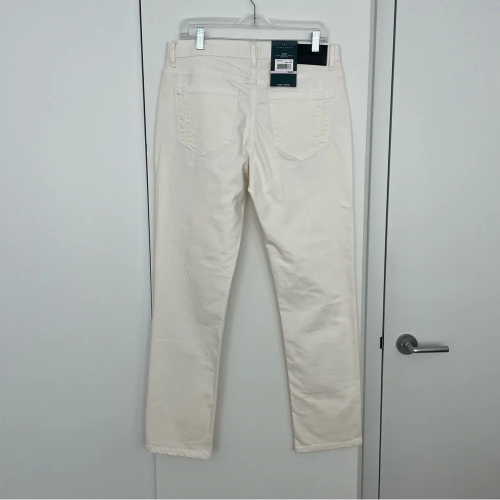 NWT Perry Ellis White Men’s Slim Fit Straight Leg Low Rise Stretch Jeans 32x32